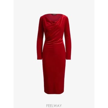 26 FW 로렌 랄프로렌 드레이프 벨벳 미디 드레스 200B27415002 TP459313672