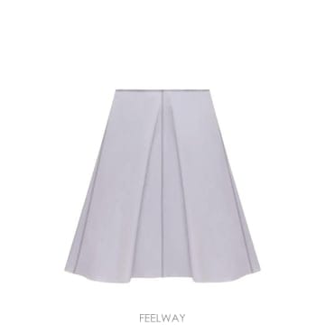 마르니 콘트라스트 스티치 그레이 포플린 미디 스커트