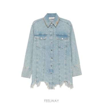 26 FW 블루마린 로고 자수 프린지 헴 셔츠 P622J247A TP454661677