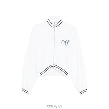 26 FW 오프화이트 로고 자수 스트라이프 봄버 재킷 OWBE008F25FLE0010148 TP4546610