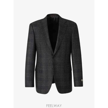 26 FW Canali 체크 패턴 싱글 브레스티드 블레이저 12280CF02799 TP456731807