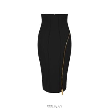26 FW Elisabetta Franchi 테크니컬 패브릭 지퍼 스커트 GO20866E2 TP4566995