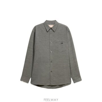 마르니 로고 패치 울 셔츠