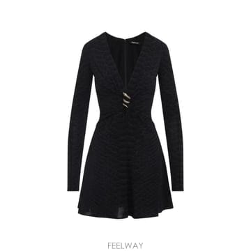 26 FW 로베르토 카발리 장식 스네이크 스킨 이펙트 드레스 XQT152NLS36 TP455724184