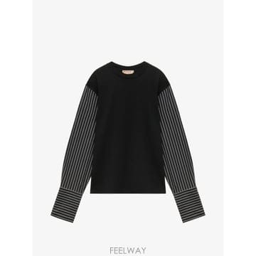 마르니 스트라이프 소매 티셔츠