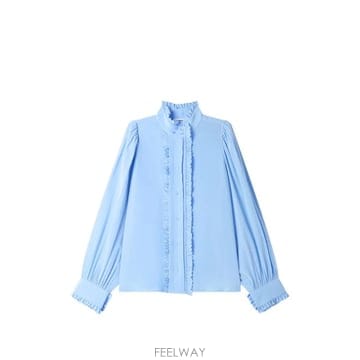 26 FW 산드로 러플 트리밍 실크 셔츠 SFPCM01778 TP458795518
