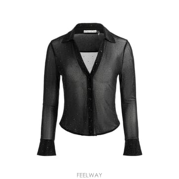 26 FW 앨리스앤올리비아 프레야 라인스톤 장식 탑 CC609E51003 TP459350372