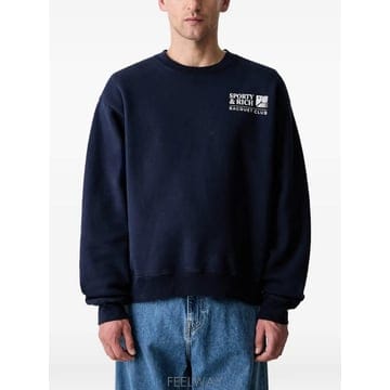 26 FW 스포티앤리치 로고 프린트 크루넥 스웨트셔츠 ST09875431BL106 TP456249086