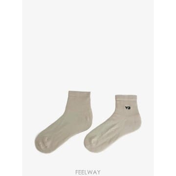 요지 야마모토 로고 자수 골지 양말 블랙