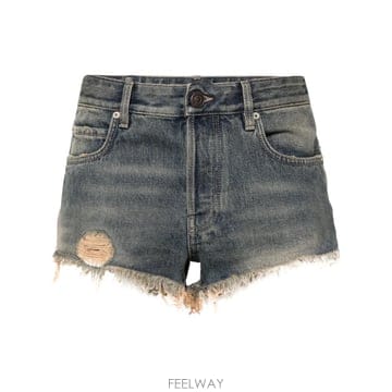 발렌시아가 프레이드 로우 엣지 데님 반바지