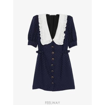 26 FW 알렉산드라리치 스타 자카드 러플 칼라 미니 드레스 FABX4390F4853 TP456245341