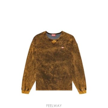 Diesel 26 FW ���� acid wash long sleeve T shirt with frayed details A26 FW ���� acid wash long sleeve T shirt with frayed d