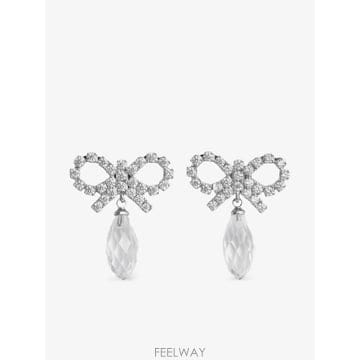 26 FW 셀프포트레이트 보우 크리스털 장식 이어링 RS26630ESLS TP456560578