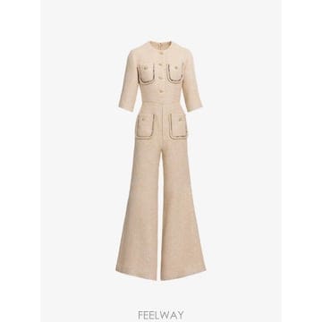 26 FW Elie Saab 파이톤 프린트 트위드 점프수트 JU156PS26TWC01 TP456141457
