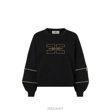 26 FW Elisabetta Franchi 로고 자수 지퍼 디테일 스웨트셔츠 MD05P66E2 TP4565