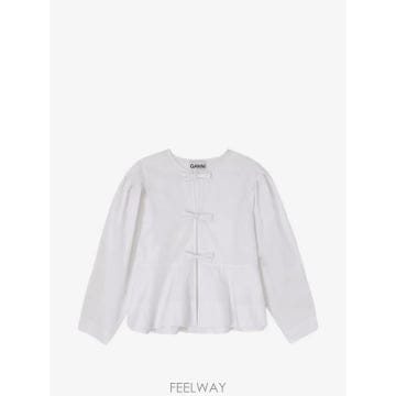 26 FW 가니 보우 디테일 페플럼 헴 블라우스 A1040486 TP455038313