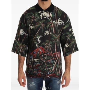 Dolce&Gabbana 26 FW ��ü�ذ��ٳ� tropical print volcano print polo shirt TSH228526 FW ��ü�ذ��ٳ� tropical print volcano print polo s