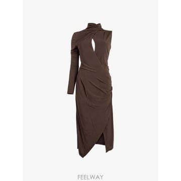 26 FW PINKO 캐딜락 컷아웃 비대칭 미디 드레스 107558A2GS TP457095528
