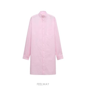 마르니 레이즈드 스트라이프 핑크 포플린 롱라인 셔츠
