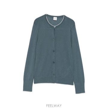 일레븐티 콘트라스트 트림 울 가디건