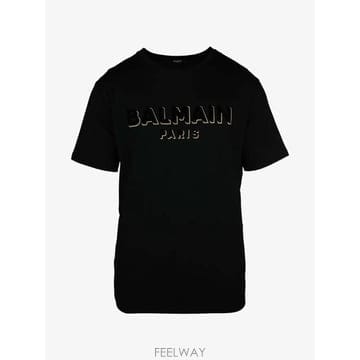 Balmain 26 FW �߸� ���������� �ؽ�ó �ΰ� Ƽ���� AH1EG010BB99 TP45452601426 FW �߸� ���������� �ؽ�ó �ΰ� Ƽ���� AH1EG010BB99 