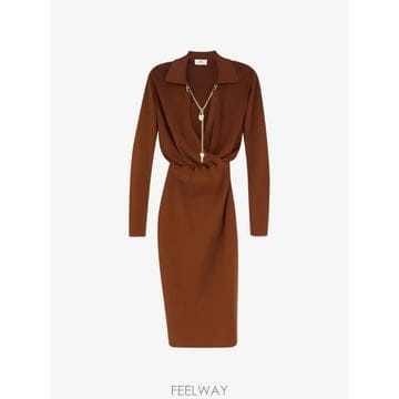 26 FW Elisabetta Franchi 참 디테일 V넥 드레스 AM19S66E2 TP457359137