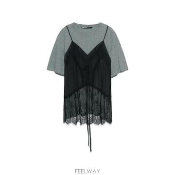 | Other Brand | 26 FW BIMBA Y LOLA  gray melange fluid layer T shirt top 26226 FW BIMBA Y LOLA  gray melange fluid layer T shirt t