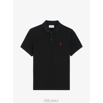 26 FW 아미 아미 드 쾨흐 블랙 코튼 폴로 셔츠 H26BFUPL001760 TP455017650
