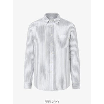 26 FW 120 LINO 세로 스트라이프 체스트 포켓 셔츠 33ALIM1425000G440000055 TP