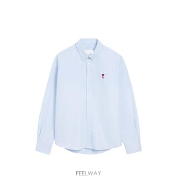 아미 화이트 코튼 셔츠