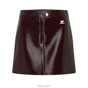 당일발송 쿠레주 Reedition Vinyl mini skirt