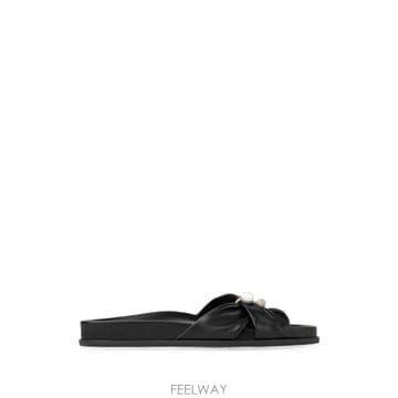 26 FW 지미추 라피 블랙 소프트 글로브 레더 플랫 샌들 RAFIFLATGVR TP454874532