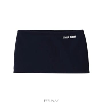 당일배송 미우미우 로고 자수 미니 스커트