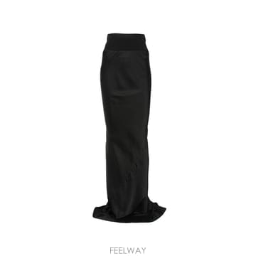 당일배송 릭오웬스 코다 새틴 슬림 핏 맥시 스커트
