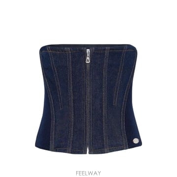 26 FW 장폴고띠에 데님 지퍼 코르셋 탑 TO392D024 TP454874504