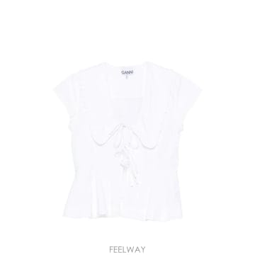 당일배송 가니 러플 칼라 페플럼 블라우스