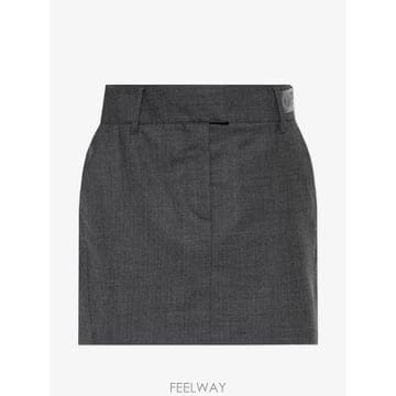 당일배송 오프화이트 인더스트리얼 로고 패치 플리츠 미니 스커트