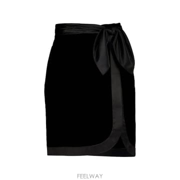 생로랑 벨벳 랩 보우 디테일 스커트