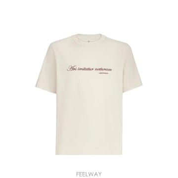 당일배송 브루넬로 쿠치넬리 프레이즈 자수 크루 넥 티셔츠