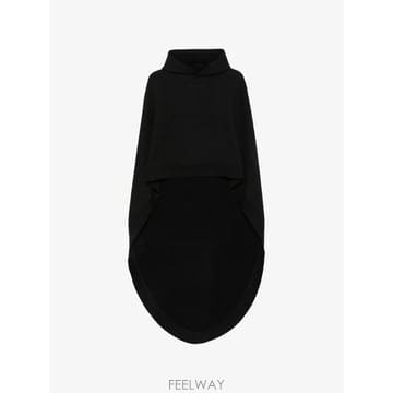 발렌시아가 비대칭 로고 자수 후드티