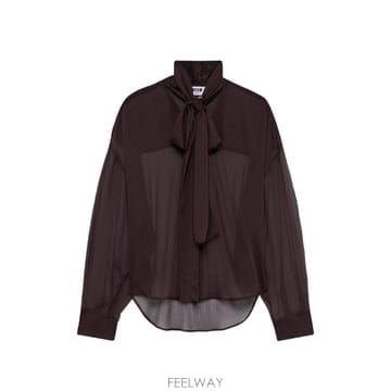 당일배송 엠에스지엠 타이 넥 시스루 블라우스