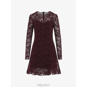 26 FW 에르마노설비노 레이스 오버레이 긴소매 미니 드레스 D492Q329CSEXQ TP457169740
