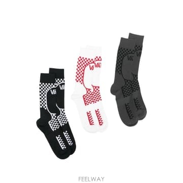 26 FW  체크 패턴 로고 프린트 양말 세트 3p VN000TX2BLK TP459092430