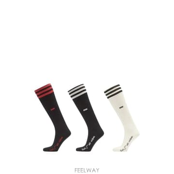 26 FW 아디다스 X 아바바브 로고 자수 스트라이프 양말 3팩 세트 KU6085 TP454869846