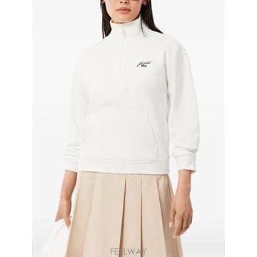 라코스테 로고 패치 하프 지퍼 스웨트셔츠