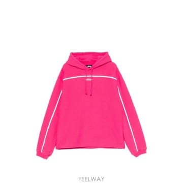 스투시 타원형 파이핑 디테일 로고 패치 후디