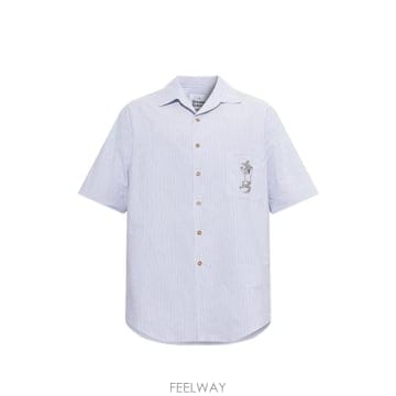 비비안 웨스트우드 볼링 스트라이프 로고 자수 셔츠