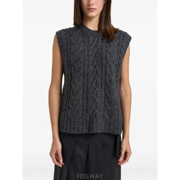 | Other Brand | 26 FW P.A.R.O.S.H. cable knit rhinestone embellished sweater26 FW P.A.R.O.S.H. cable knit rhinestone embellished s