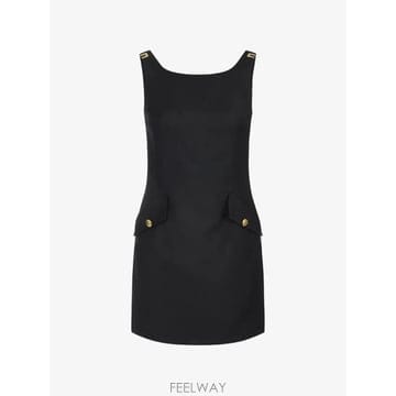 26 FW Elisabetta Franchi 로고 디테일 쿨 울 패브릭 미니 드레스 AB99366E2 TP4