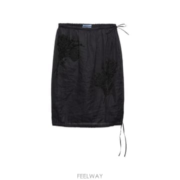 PRADA ���Ϲ�� ����� embroidered organdy midi skirt���Ϲ�� ����� embroidered organdy midi skirt